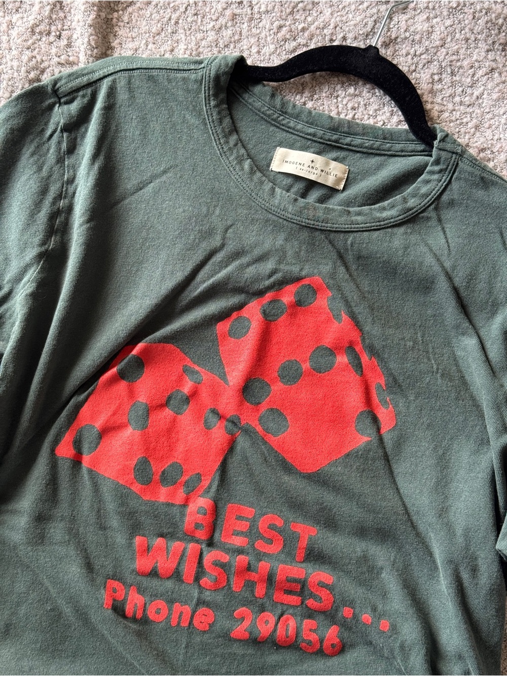 Imogene + Willie "Best Wishes" Graphic Tee Charcoal Green - Size XXL